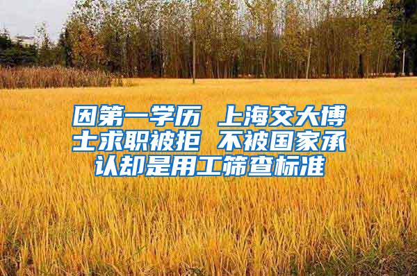 因第一学历 上海交大博士求职被拒 不被国家承认却是用工筛查标准