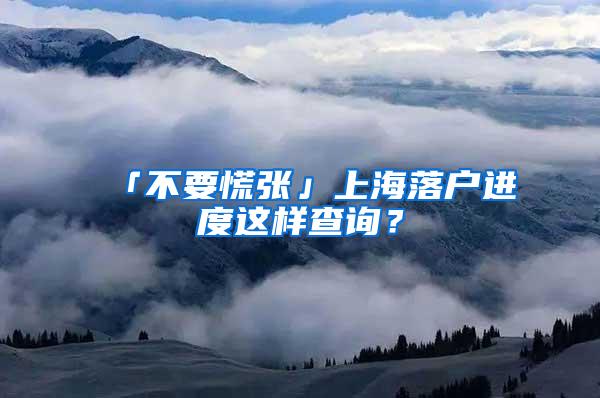 「不要慌张」上海落户进度这样查询？
