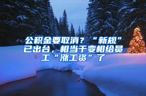 公积金要取消？“新规”已出台，相当于变相给员工“涨工资”了