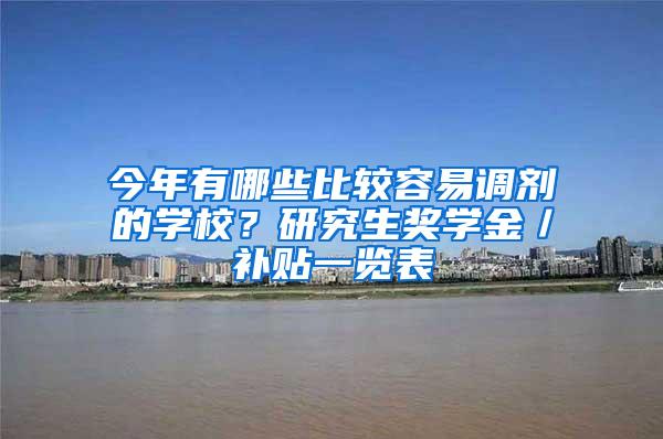 今年有哪些比较容易调剂的学校？研究生奖学金／补贴一览表
