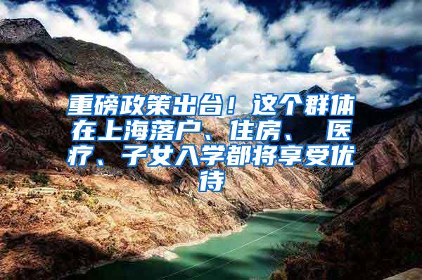 重磅政策出台！这个群体在上海落户、住房、 医疗、子女入学都将享受优待
