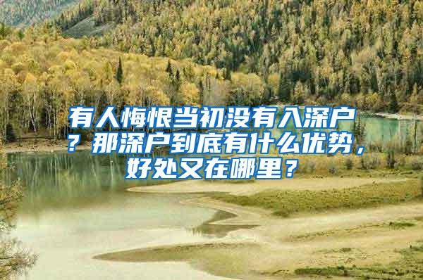 有人悔恨当初没有入深户？那深户到底有什么优势，好处又在哪里？