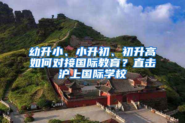 幼升小、小升初、初升高如何对接国际教育？直击沪上国际学校