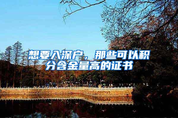 想要入深户，那些可以积分含金量高的证书