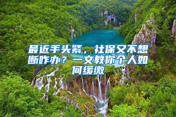 最近手头紧，社保又不想断咋办？一文教你个人如何缓缴