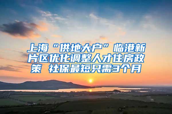 上海“供地大户”临港新片区优化调整人才住房政策 社保最短只需3个月