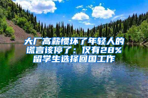 大厂高薪惯坏了年轻人的谎言该停了：仅有28%留学生选择回国工作
