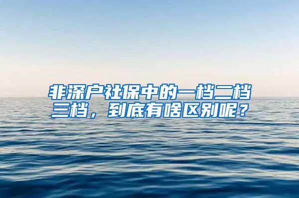 非深户社保中的一档二档三档，到底有啥区别呢？