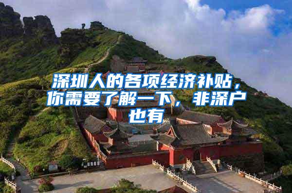 深圳人的各项经济补贴，你需要了解一下，非深户也有