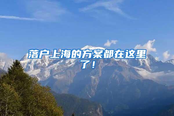 落户上海的方案都在这里了！