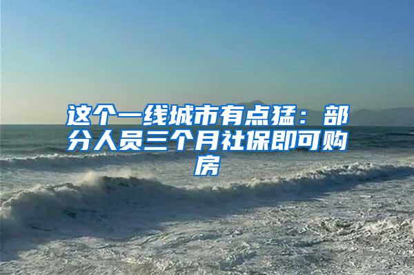 这个一线城市有点猛：部分人员三个月社保即可购房