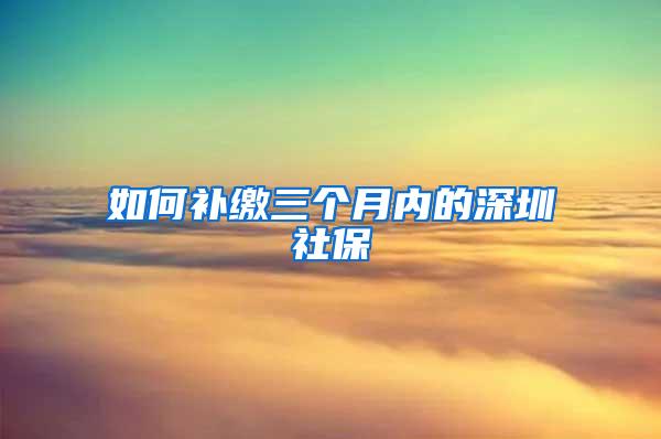 如何补缴三个月内的深圳社保