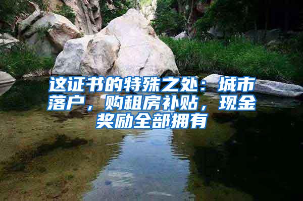 这证书的特殊之处：城市落户，购租房补贴，现金奖励全部拥有