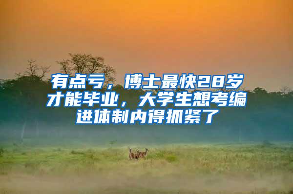 有点亏，博士最快28岁才能毕业，大学生想考编进体制内得抓紧了