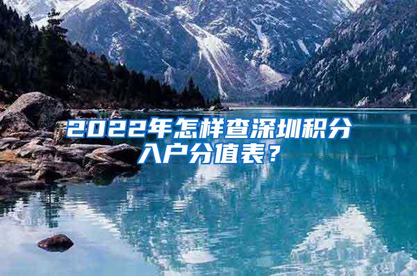 2022年怎样查深圳积分入户分值表？