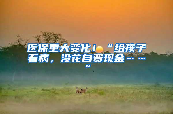 医保重大变化！“给孩子看病，没花自费现金……”