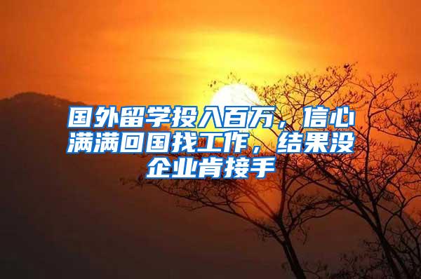 国外留学投入百万，信心满满回国找工作，结果没企业肯接手