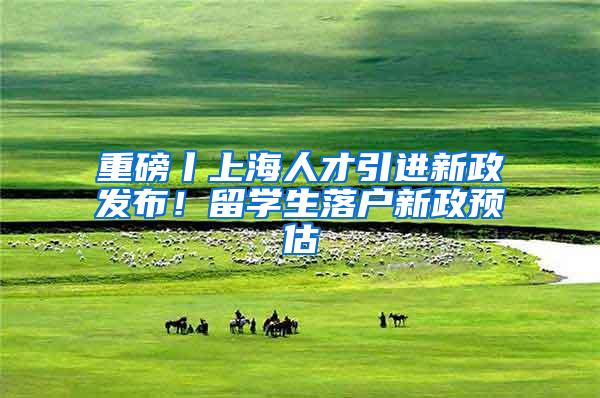 重磅丨上海人才引进新政发布！留学生落户新政预估