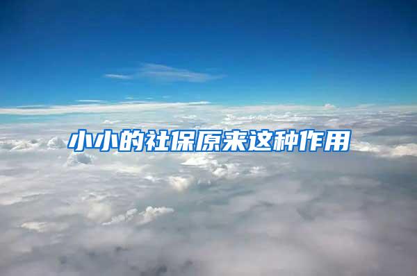 小小的社保原来这种作用