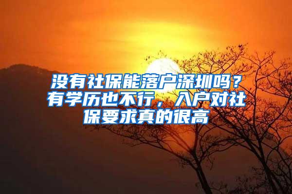 没有社保能落户深圳吗？有学历也不行，入户对社保要求真的很高
