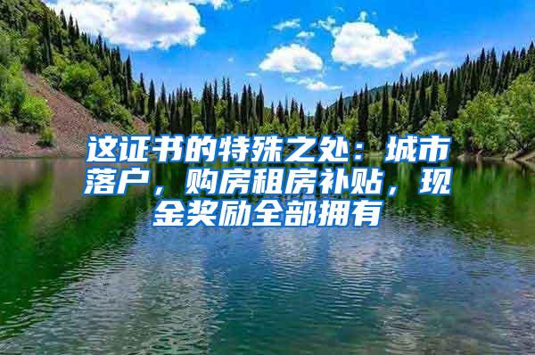 这证书的特殊之处：城市落户，购房租房补贴，现金奖励全部拥有