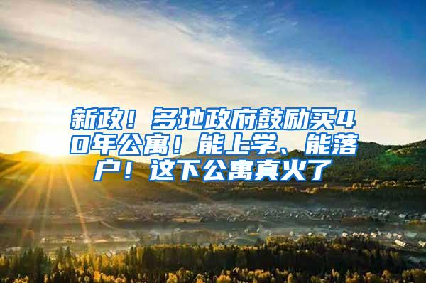 新政！多地政府鼓励买40年公寓！能上学、能落户！这下公寓真火了