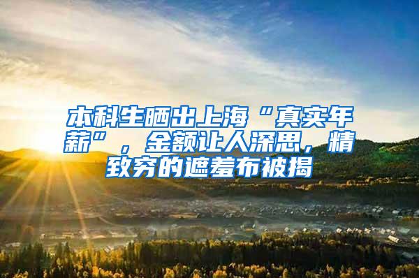 本科生晒出上海“真实年薪”，金额让人深思，精致穷的遮羞布被揭
