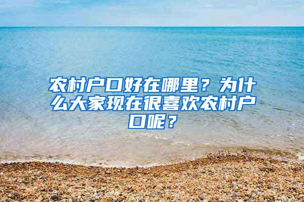 农村户口好在哪里？为什么大家现在很喜欢农村户口呢？