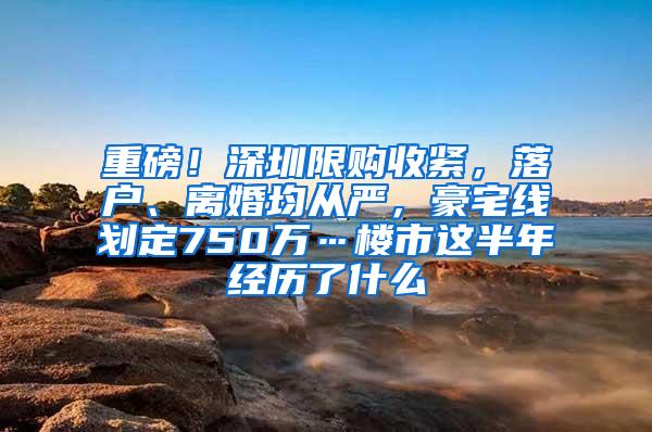 重磅！深圳限购收紧，落户、离婚均从严，豪宅线划定750万…楼市这半年经历了什么