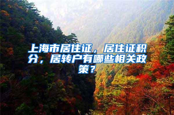 上海市居住证，居住证积分，居转户有哪些相关政策？