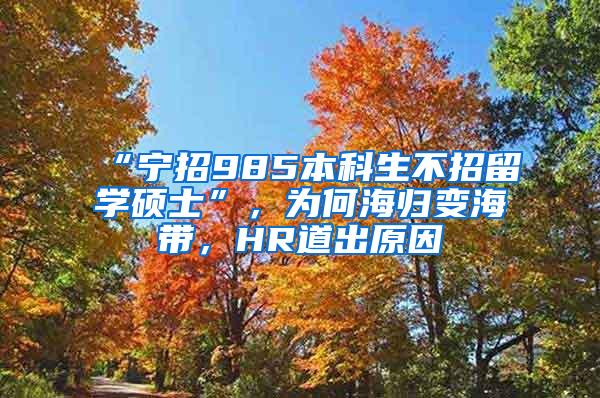 “宁招985本科生不招留学硕士”，为何海归变海带，HR道出原因