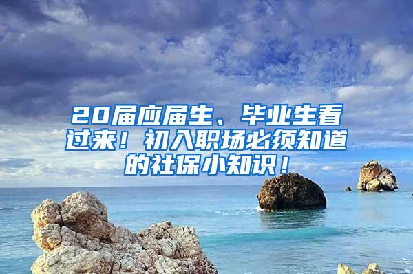20届应届生、毕业生看过来！初入职场必须知道的社保小知识！