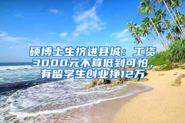 硕博士生挤进县城：工资3000元不算低到可怕，有留学生创业挣12万