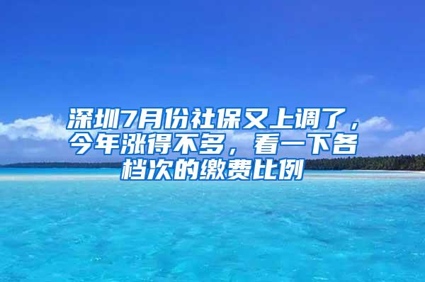 深圳7月份社保又上调了，今年涨得不多，看一下各档次的缴费比例