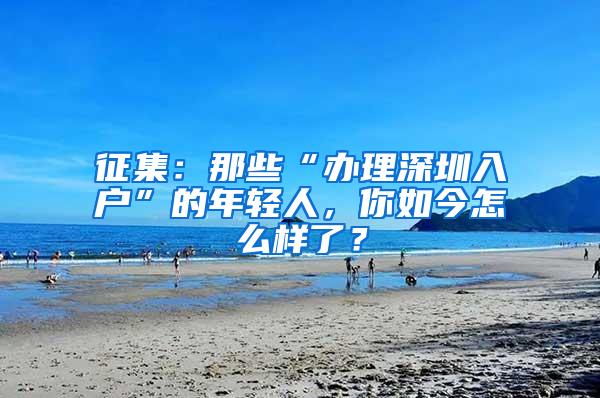 征集：那些“办理深圳入户”的年轻人，你如今怎么样了？