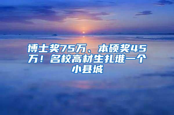 博士奖75万、本硕奖45万！名校高材生扎堆一个小县城
