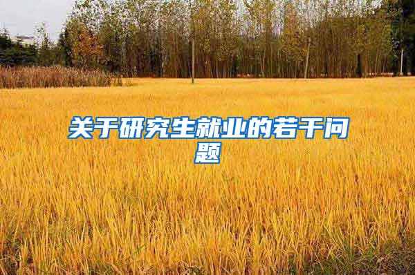 关于研究生就业的若干问题