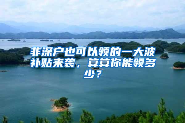 非深户也可以领的一大波补贴来袭，算算你能领多少？