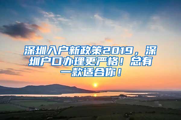 深圳入户新政策2019，深圳户口办理更严格！总有一款适合你！
