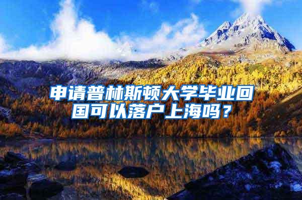 申请普林斯顿大学毕业回国可以落户上海吗？