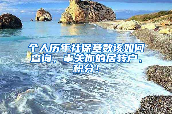 个人历年社保基数该如何查询，事关你的居转户、积分！