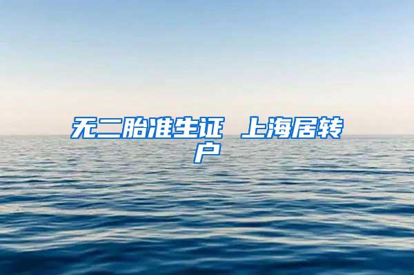 无二胎准生证 上海居转户