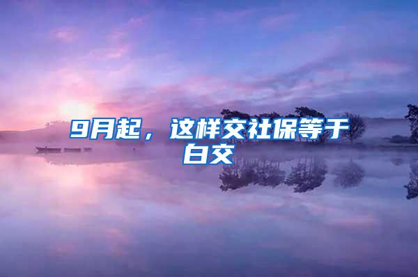 9月起，这样交社保等于白交