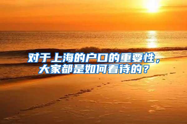 对于上海的户口的重要性，大家都是如何看待的？