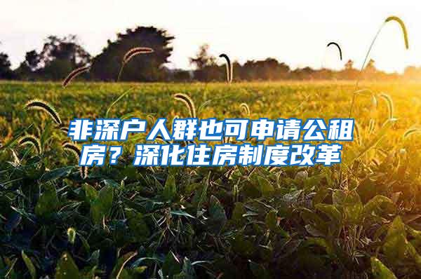 非深户人群也可申请公租房？深化住房制度改革
