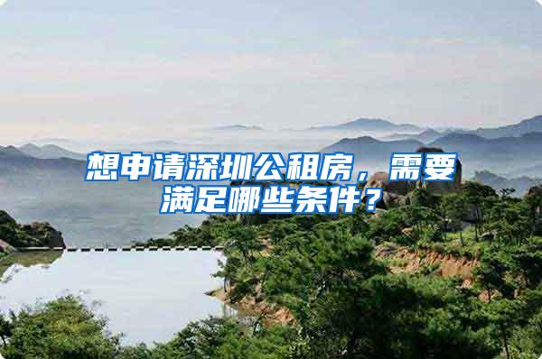 想申请深圳公租房，需要满足哪些条件？
