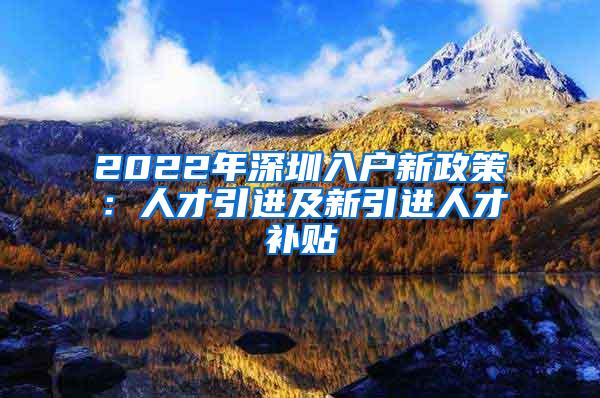 2022年深圳入户新政策：人才引进及新引进人才补贴