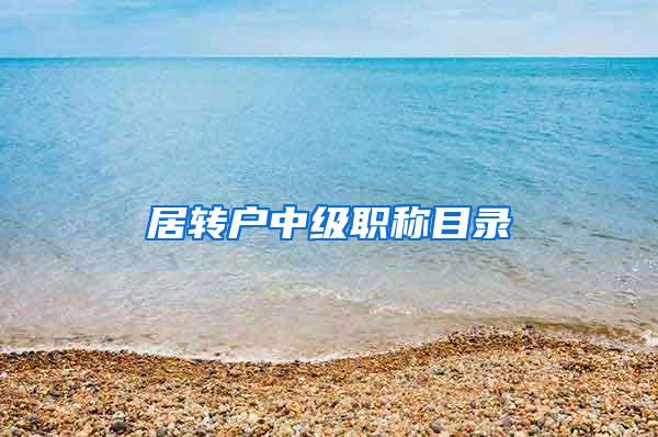 居转户中级职称目录