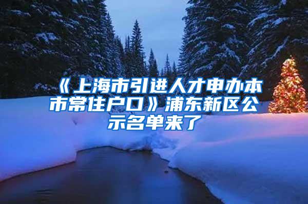 《上海市引进人才申办本市常住户口》浦东新区公示名单来了