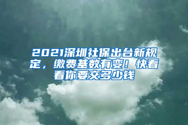2021深圳社保出台新规定，缴费基数有变！快看看你要交多少钱